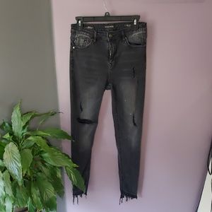 Vigoss High Rise Skinny Distressed Jeans Black 28